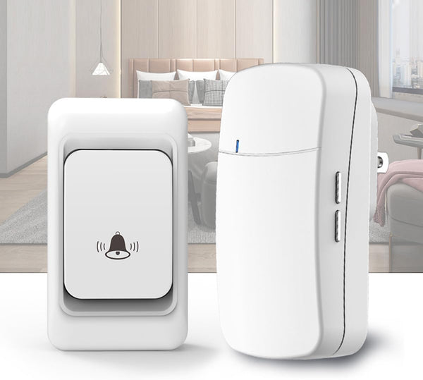 Wireless Doorbell Kit, 150M Range, 38 Melodies, IP44 Waterproof, Mute Mode, CD Quality Sound, LED Flash, White