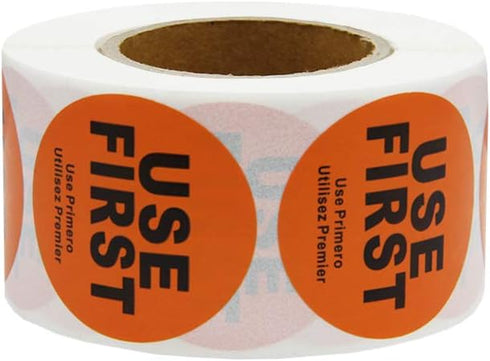 Hcode 1.5 inch “Use First” Inventory Control Label - Permanent Adhesive Restaurant Quality Food Labels