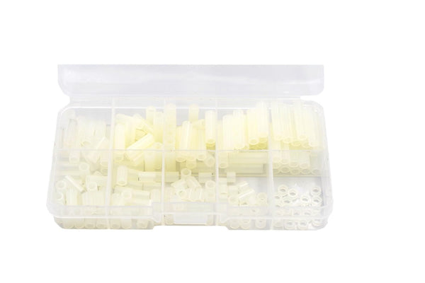 OD 5mm (0.197") ID 3.2mm (0.126") White Nylon Unthreaded Clearance Spacers Standoffs Kit for M3 Screws