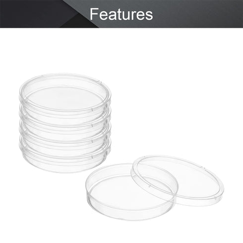 Othmro 90mmx15mm Round Plastic Petri Dish with 5pcs Transfer Pipettes for Scientific Applications and Cell Culturing