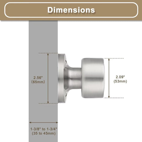 One Sided Dummy Door Knobs, 2 Pack Modern Interior Handle for Bifold Doors, Satin Nickel Keyless Door Knob