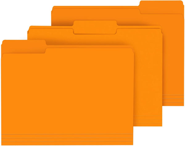PANDRI File Folder, 120 Pack, 1/3 Cut Tab, Letter Size, Filing Folder for Office School Business, Orange