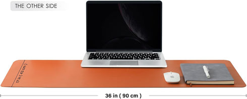 Dual Sided Leather Desk Mat - Waterproof Desk Pad for Office and Home, Ideal for Large Mouse Pad (Apricot+Orange,