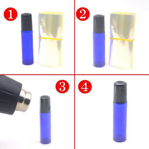 200 PCS Heat Shrink Wrap Bands for 10ml Roller Bottles, Clear Perforated Sleeves for Lip Gloss, Perfume, Essential Oil