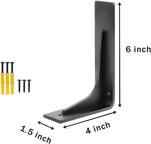 Picesa 6"x 4"Shelf Joint,Pack 4. (6 inch Brackets,L Shelf Bracketsn, Vertical Angle, Premium Alloy Metal Heavy Duty
