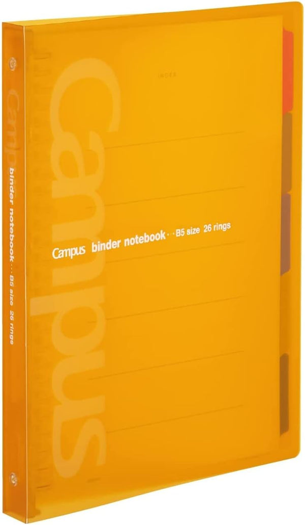 Kokuyo Campus Slide Binder, B5, 5 Tab Dividers, Middle Type, Up to 100 Sheets, Orange