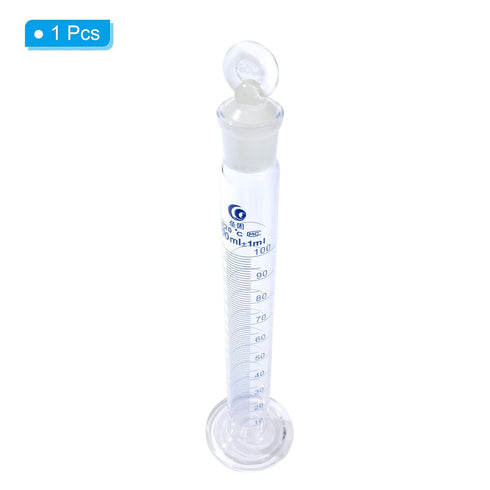 PATIKIL 100ml 3.3 Borosilicate Glass Graduated Cylinder with Stopper, High Transparency Measuring Cylinder for Lab Use