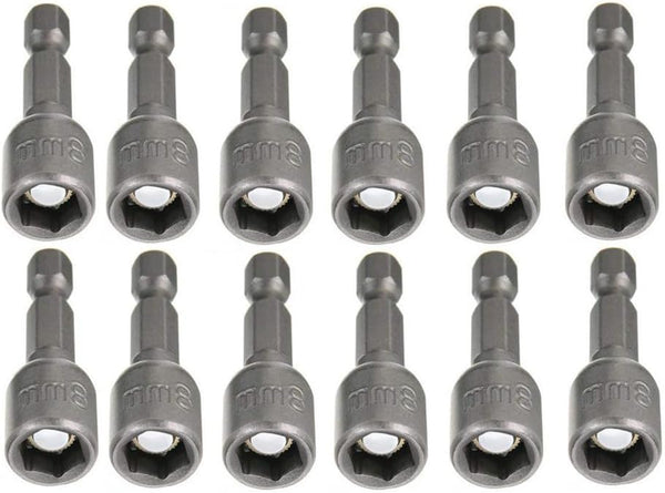 YXQ Hex Magnetic Power Socket Adapter Drill Bit Nut Driver Set, 8mm 12-Piece for Power Tools