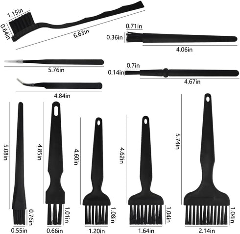 10 in 1 Portable Plastic Handle Nylon Anti Static Brushes Keyboard Cleaning Brush Kit for Cleaning Computer Keyboard Car Lab (Black) by XINMEIWEN