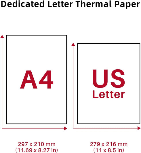 M08F-Letter, M832D, M834, MT800/A285M 8.5" 11", 200 Phomemo US Letter Thermal Printer Paper, Advanced Thermal Printing