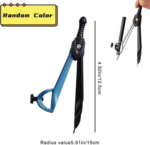 Protractor and Compass for Geometry, Professional Woodworking Compass with Adjustable Penholder