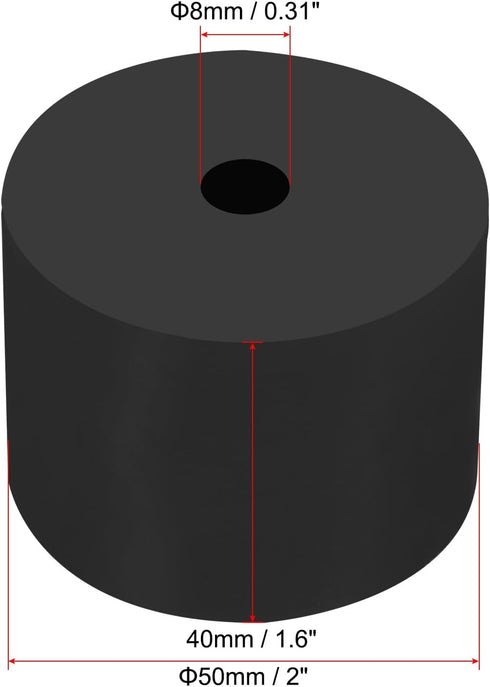 PATIKIL Multi Purpose Rubber Spacer, 4 Pcs 2"OD 0.3"ID 1.6"Thick Neoprene Round Anti-Vibration Isolation Pads Isolator Rubber Bushings Spacer Washer for HVAC Bolts Car Accessories