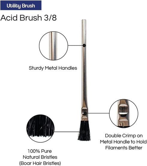 Pro Grade Acid Brushes, 72 Count, 3/8" Boar Hair Acid Flux Brushes