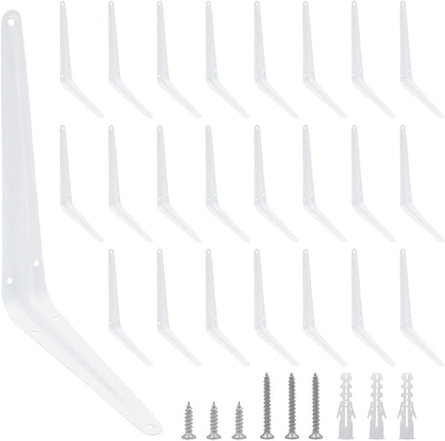 Mormchlots 24Pcs 10 x 8 Inch White Shelf Brackets, Heavy-Duty Metal Steel Corner