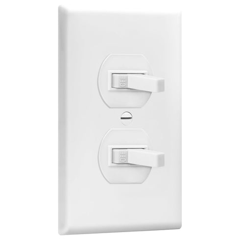 15A 120V, 82150-WWP, ENERLITES Duplex Double Toggle Light Switch with Wall Plate, Single Pole, Side Wiring, Copper Wire