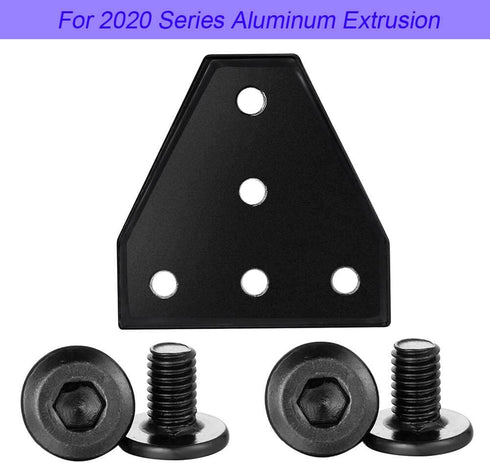 6Sets 2020 Corner Bracket Connectors 5 Hole T Shape Joint Plates for 2020 Series 6mm Slot Aluminum Extrusion