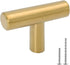 LONTAN 12 Pack Gold Drawer Knobs for Dresser Kitchen Cabinets, Brushed Brass T Bar Knobs, 2 Inch Length