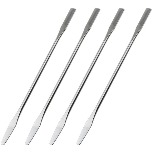 4PCS 150mm/5.9inch Miniature Dual Head Spatula, Semi Miniature Tapered Arrow Flat Head Silver Stainless Steel for