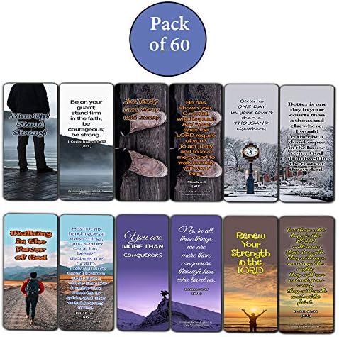 Devotional Bible Verses for Men Bookmarks (60 Pack) - Designed to Inspire Men, Perfect Giveaways for Sunday School
