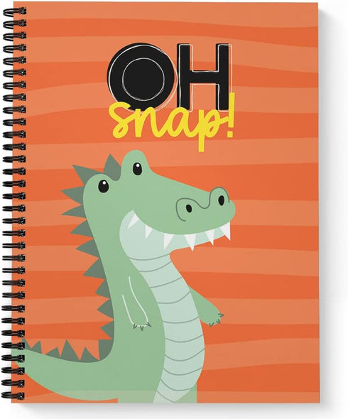 Softcover Oh Snap 8.5" x 11" Punny Spiral Notebook/Journal for Kids, 120 Wide Ruled Pages, Durable Gloss Laminated Cover