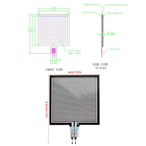 Hilitand RP-S40-ST Thin Film Pressure Sensor, 20g-10kg High Accuracy Force Sensor for Intelligent High End Seat 5 x 4cm