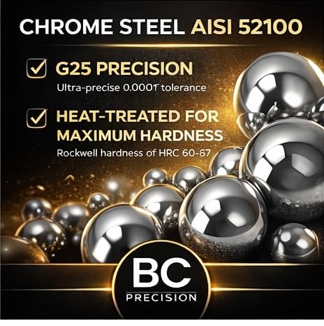 1/2 G25 (0.50), 52100, 25 Pack BC Precision Chrome Steel Bearing Balls AISI Precision Hardened Steel Balls for Bearings