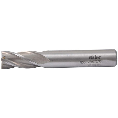 HHIP 5802-0375 3/8" x 3/8" 4 Flute High Speed Steel Center Cut Single End End Mill