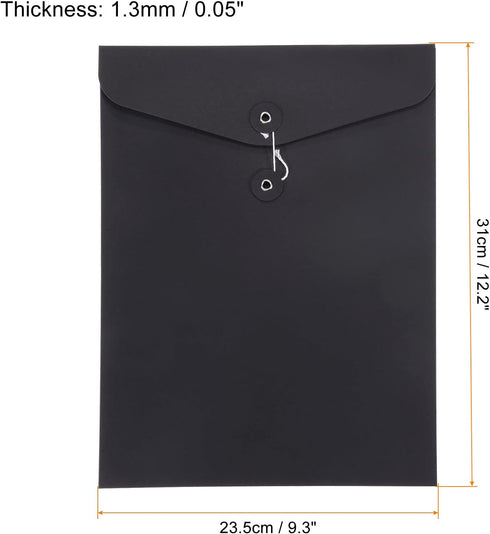 PATIKIL String File Folders 10 Pack A4 Size Document Letter Organizer Holder Filing Envelopes Jacket for Office, Black by PATIKIL