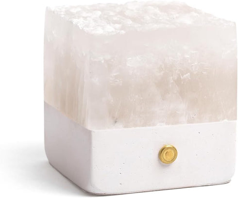 (1 Nature Crystal Passive Diffuser with Light Stone Essential Oil Diffuser Hand Carved Selenite Stone Night Light