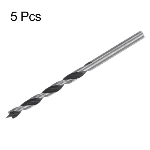 5pcs Brad Point Drill Bits 4mm (5/32''), Straight Round Shank Metric Spiral Twist Bits for Softwood and Hardwood