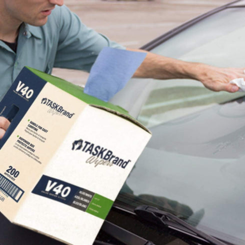 TaskBrand N-V040CGB V40 10 11.5 Inches, 200 Blue Value Series Center Pull Wiper Sheets, All-Purpose Disposable Cleaning