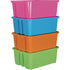 Really Good Stuff Stacking Bins, 14" x 10" x 5 ¾" - 4 Pack, Neon Stackable Storage Bins