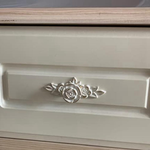 Hlsicnalm 4 Pcs Flower Drawer Pull Handles Rose Knob with Plate for Dresser Vanity Nightstand Cupboard