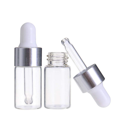 100 Packs Clear Glass Dropper Bottles, Essential Oil Bottle, Perfume Sample Bottle, Cosmetic Liquid Container with Eye