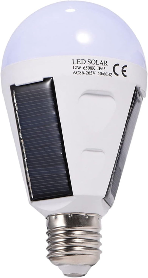 Solar Light Bulbs, Emergency Solar Rechargeable, Outdoor Waterproof Camping Lamps, Portable LED for Tent, 12W