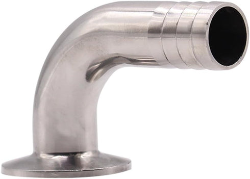 DERNORD 1.5" Tri Clamp 90 Degree Elbow Hose Barb Pipe Fitting (50.5MM Ferrule) - Tube OD: 1"/25MM