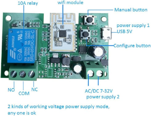eWelink WiFi Smart Dry Contact Relay Switch Module - Works with Alexa Assistant (5-32V 1 Channel)