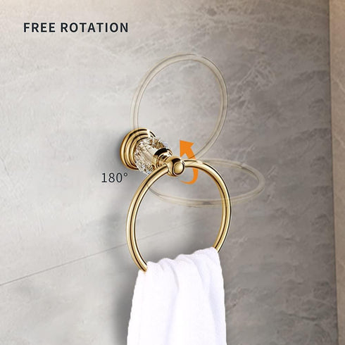 Set 2 WOLIBEER Crystal Gold Toilet Paper Holder Hand Towel Ring Crystal Bathroom Accessories Modern Paper Towel Holder