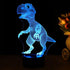Wiscky 3D 7 Dinosaur Toys Night Light Lamp - Children Kids Gift for Boys, LED Colors Changing Lighting, Touch USB