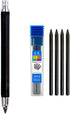 Professional Art Sketch Mechanical Pencil, 5.6mm Metal Drawing Pencil with 4 2B 4B 6B 8B Lead Sets (Black)