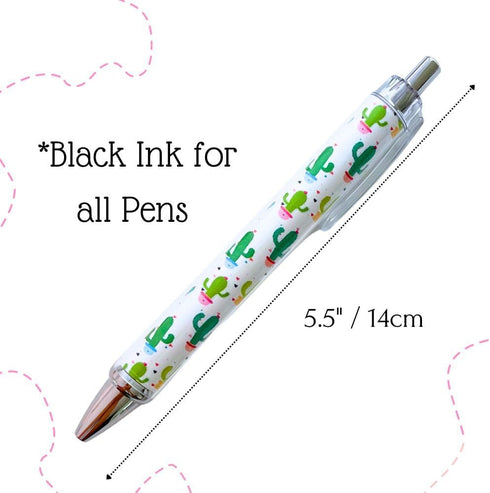 8PC Cactus Pens Ballpoint Writing Pen Black Ink for School Classroom Office Desk Decor Supplies Decoration Theme