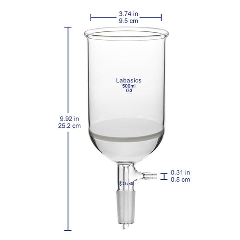 Borosilicate Glass Buchner Filtering Funnel with Fine Frit (G3), 95mm Inner Diameter, 120mm Depth, with 24/40 Standard