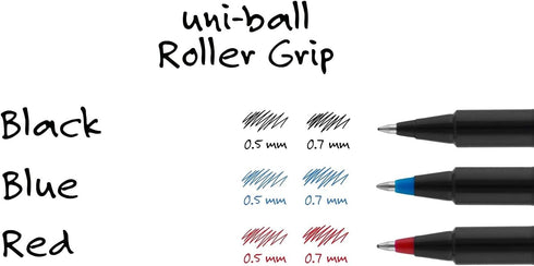 Uni-ball 60025 Deluxe Stick Roller Ball Pen, Micro 0.5mm, Black Ink, Metallic Gray Barrel, Dozen