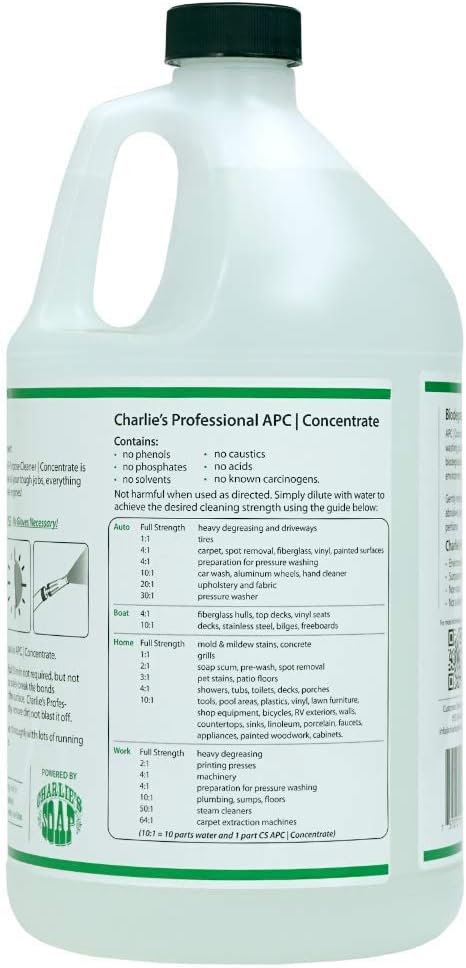 1 CHARLIE'S PROFESSIONAL Biodegradable Non-Toxic All Purpose Cleaner Concentrate, Gallon