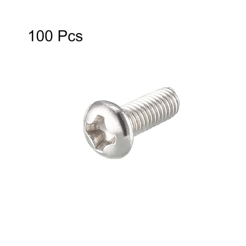 uxcell M3x8mm Phillips Round Pan Head Stainless Steel Machine Screws (Pack of 100)