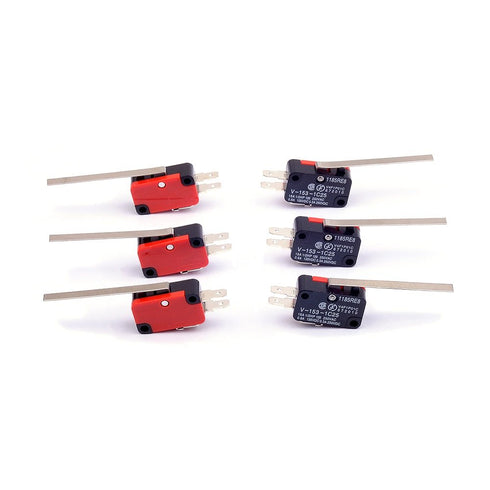 6Pcs V-153-1C25 Micro Limit Switch, Long Straight Hinge Lever Arm SPDT for Arduino (Pack of 6)