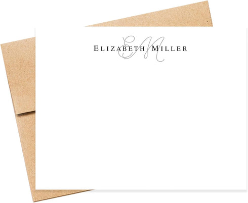 Monogram and Modern Personalized Stationery Note Cards with Envelopes