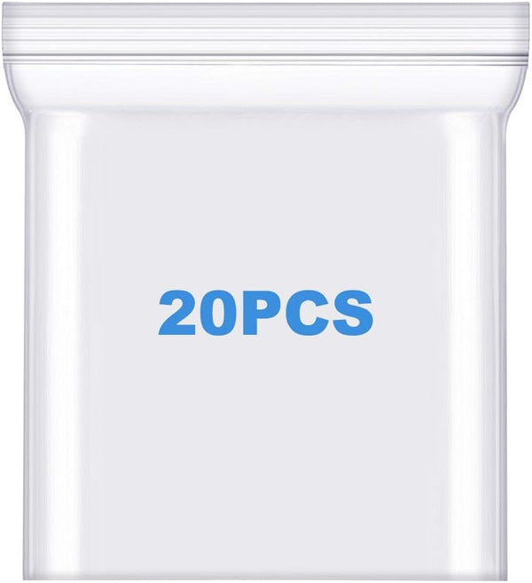 20 Pack 7" x 9" Thick 4 Mil Clear Reclosable Zip Poly Bags, Heavy-Duty Zip Seal Lock