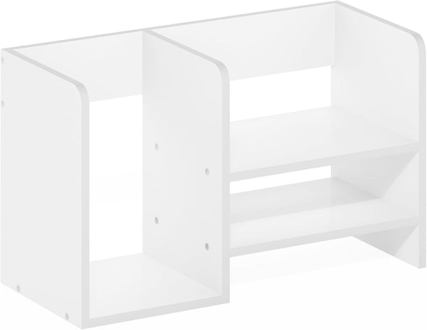 Furinno Hermite Wood Desktop Book and Home Office Supplies Storage Organizer, White