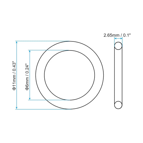 PATIKIL Nitrile Rubber O-Rings 11mm OD 6mm ID 2.65mm Width, 5 Pcs Metric Sealing Gasket for Faucet Plumbing Automotive Repair, Black